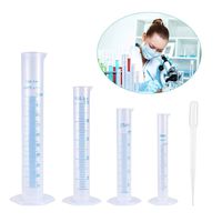 UEETEK 5 Pcs Experiment Set,Plastic Graduation Measuring Cylinder Liquid Measuring Tools 10ml 25ml 50ml 100ml with 30pcs Plastic Dropper