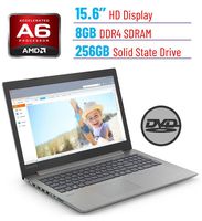 Lenovo Premium Ideapad 330 15.6" HD LED Backlit Anti-Glare Laptop PC, AMD A6-9225 2.6GHz, 8GB DDR4 Memory, 256GB SSD, DVD-RW, WiFi,Dolby Audio, Bluetooth, Webcam, HDMI, Windows 10