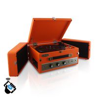 Updated Version Pyle Portable Bluetooth Suitcase Record Player w/ 3-Speed Turntable, Aux-in and Bluetooth, Vintage Retro Classic Style, Vinyl-to-MP3 Recording (Orange)
