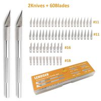 Art Knife, Lehosek Precision Art Carving Knife 2 Handles with 60 Blades Craft Cutting Kit for Art Creation (2Knives+60blades)