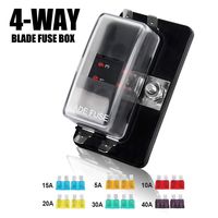 4-Way Blade Fuse Box - 12~32V 4-Circuit Fuse Block with Cover for Automotive Boat Marine(LED Indicator), 1 Year Warranty
