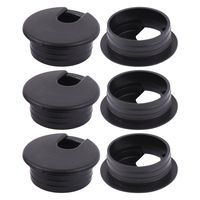uxcell Plastic Computer Desk Grommet Wire Cable Hole Cover 35mm 6pcs Black