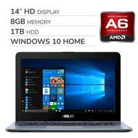 ASUS 2019 Premium 14'' HD Laptop Notebook Computer, 2-Core AMD A6-9225 2.6GHz, 8GB RAM, 1TB HDD, AMD Radeon R4, No DVD, Wi-Fi, Bluetooth, Webcam, HDMI, Windows 10 Home