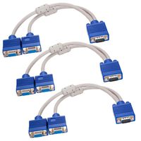 Sunskey VGA Splitter HD 15 Monitor Y-Splitter Cable 1 Male to 2 Female Adapter Converter for Screen Duplication for PC Projector (Packs of 3)