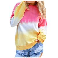 haoricu Women's Casual Triple Color Block Long Sleeve Pullover Loose Lightweight Tops Sweatshirts (A-Pink, M)