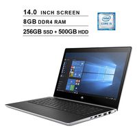 HP 2020 Newest ProBook 440 14 Inch Business Laptop, Intel Core i5-7200U up to 3.10 GHz, Intel HD 620, 8GB RAM, 256GB SSD (Boot) + 500GB HDD, FP Reader, HDMI, Bluetooth, WiFi, Windows 10 Pro, Silver