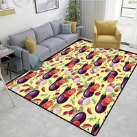 Bigdatastore Eggplant Geometric Floor Comfort Mats, Eggplant Tomato Relish Onion Going Green Eating Organic Tasty Preserve Nature, Easy Maintenance Area Rug Living Room Bedroom Carpet(2.5'x 9')