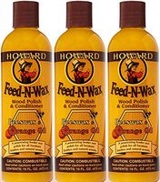 Howard Products FW0016 Wood Polish & Conditioner, 16 oz, orange, 16 Fl Oz 3 Pack