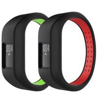 MoKo Watch Band Compatible with Garmin Vivofit 3 Only, [2-Pack] Soft Silicone Unadjustable Replacement Strap Bracelet Fit Garmin Vivofit 3, Small Size - Black & Red + Black & Green
