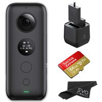 Insta360 ONE X 360 Camera with 5.7K 4K 3K Video and 18MP Photos - Bundle Includes Extra Battery, Dual Charging Station & 64GB SanDisk Extreme microSDXC (4 Items)