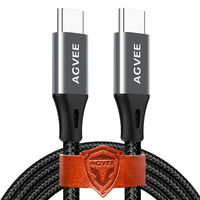 Agvee USBC to USB-C Charging Cable [3 Pack 6.6ft] Seamless Type-C End Tip, Support PD 60W Durable Charger Cord for iPad Pro 2018 12.9/11, Galaxy S10 S10E A70 A80 Note10, Pixel 4 4XL 3 3XL, Black Gray