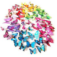 Topixdeals Wall Decal Butterfly, 48 PCS 3D Butterfly Stickers with Sponge Gum and Pins, Removable Wall Sticker Decals for Room Home Nursery Decor