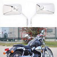 10MM Chrome Motorcycle Rectangle Handlebar Rearview Side Mirrors For Honda Kawasaki Suzuki Cruiser Scooter (Chrome#2)