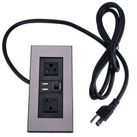 UL Listed Desktop in-Desk Furniture Table Recessed Surge Protector, Surgetek Professional TR Child Proof Power Strip Grommet Outlets Receptacle (Metal Frame with Surge Protector)