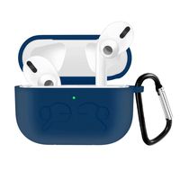 QIENGO Compatible for Airpods Pro Silicone Case Cover with Keychain, Visible Front LED, Scratchproof&Shockproof Protective Cover Compatible for Airpod Pro/Airpods 3(Midnight Blue)