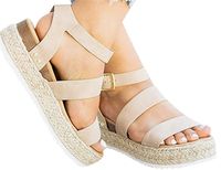 Ankle Buckle Strap Sandals Women Wedge Platform Flat Sandals Shoes Summer Beach Footwear by Gyouanime Beige