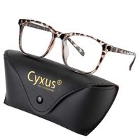 Cyxus Computer Blue Light Filter Vintage Retro Glasses, Anti Eye Strain Eyewear UV Headaches Lightweight Frame Eyeglasses TR90 (8183T03,Leopard Print)