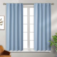 BGment Rod Pocket and Back Tab Blackout Curtains for Bedroom - Thermal Insulated Room Darkening Curtains for Living Room, 38 x 54 Inch, 2 Panels, Airy Blue