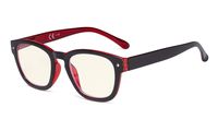 Eyekepper Blue Light Filter Reading Glasses - UV420 Protection Computer Reader Eyeglasses - Black-Red +0.50