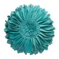 JWH 3D Sunflower Accent Pillow Hand Craft Round Cushion Decorative Pillowcase with Pillow Insert Home Sofa Bed Living Room Decor Gift 14 Inch / 35 cm Wool Teal Blue