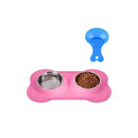 Hubulk Pet Dog Bowls 2 Stainless Steel Dog Bowl with No Spill Non-Skid Silicone Mat + Pet Food Scoop Water and Food Feeder Bowls for Feeding Small Medium Large Dogs Cats Puppies (S, Pink)