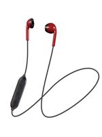 JVC Red and BlackWireless Bluetooth Sweat and Splash Proof Retro Earbuds with Microphone and 3 Button Remote HAF19BTRB