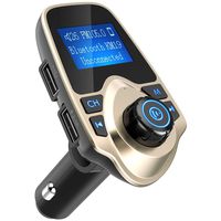 Nulaxy Bluetooth Car FM Transmitter Audio Adapter Receiver Wireless Handsfree Voltmeter Car Kit TF Card AUX USB 1.44 Display - KM19 Golden