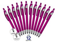 12 Pack Purple Stylus with Ball Point Pen for iPad Mini, iPad 2/3, New iPad, iPhone 5 4S 4 3GS, iPod Touch, Motorola Xoom, Xyboard, Droid, Samsung Galaxy Asus (12 Pack Purple)