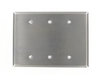 Leviton 84133-40 3-Gang No Device Blank Wallplate, Oversized, Box Mount, Stainless Steel