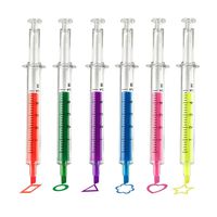 Tinksky 6pcs Novelty Syringe Shaped Highlighter Fluorescent Pens in 6 Different Colors (Yellow+Orange+Blue+Green+Red+Purple)
