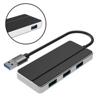 USB Hub, TOPESEL 4-Port USB 3.0 Hub with Built-in DC Power Cable, Portable USB Data Hub for PC, Laptop, USB Flash Drive, Hard Disk, Mouse etc, Black/Silver
