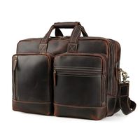 Men's Vintage Leather Messenger Satchel Casual Multi-Purpose School Case Tablet Travel Weekender Business 17 Inch Laptop Computer Handmade Briefcase Shoulder Crossbody Bag Tote Handbag Luggage Brown