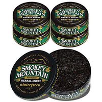 Smokey Mountain Herbal Snuff - Wintergreen - 5 Cans - Nicotine-Free and Tobacco-Free