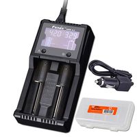 Fenix are-A2 Dual Channel Battery Smart Charger for Popular Rechargeable Batteries with Fenix ARW-10 Car Adapter and LumenTac Battery Organizer