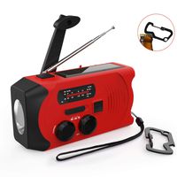 [Upgraded Version] Emergency Weather Radios SOS Alarm AM/FM NOAA Radio Hand Crank Self Powered LED Flashlight 2000mAh Power Bank Red with Multifunctional Climbing Button Carabiner (Black Lanyard)