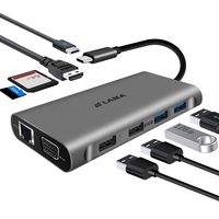 USB C Hub,LAMA 11-in-1 Type C Hub with 4K HDMI,Gigabit Ethernet Port,2 USB 3.0,2 USB 2.0,VGA,Micro SD/TF Card Reader,Audio/Mic,USB-C Pd 3.0,Compatible for Mac Pro and Other Type C Laptops