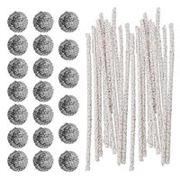 VideoPUP 20 PCS 16MM Stainless Steel Tobacco Pipe Screen Ball and 100 PCS Tobacco Pipe Cleaners,Tobacco Pipe Scraper Combustion Cleaning Set,Tobacco Pipes Cleaning Accessories