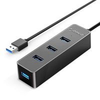 ORICO 4-Port USB 3.0 Hub for USB Expansion - Mini Portable Hub with Built-in 3.3 Ft Cable for MacBook, Chromebook, Notebook PCs, iPhone, Smartphones - Black