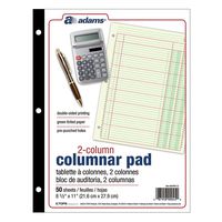 Adams Analysis Pad, 8 1/2" x 11", 100 Pages (50 Sheets), 2 Columns, Green