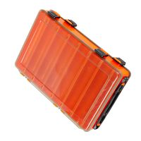 12/16 Compartments Double Sided Fishing Tackle Box Visible Hard Plastic Clear Fishing Lure Bait Squid Jig Minnows Hooks Accessory Storage Case Container (16-Compartment Double-Sided-Orange)
