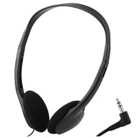 Wholesale Over The Head Low Cost Headphones in Bulk for Classroom, Airplane, Hospiital, Students,Kids and Adults -25Pack Individually Bagged Black