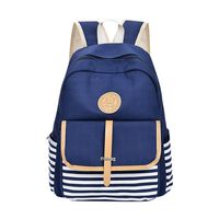 Canvas Students Backpack Preppy Shoulder Bookbags for Teens Girls Boys (Blue)