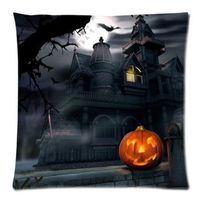 Howstar Happy Halloween Linen Pillow Cover Sofa Home Decorative Pillowcase 18 x 18 (D)