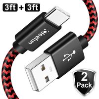 USB C Cable [2-Pack, 3ft], CLEEFUN Type C Cable Fast Charging Charger Nylon Braided Cord for Samsung Galaxy S10 S9 S8 Plus S10e, Note 10/10Plus/9/8, Moto G7 G6, LG G8 G7 G6 V40 V35 V30, Pixel 3a 2 XL