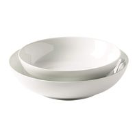 Denmark White Porcelain Chip Resistant Scratch Resistant Commercial Grade Serveware, 2 Piece Nesting Shallow Serving Bowls