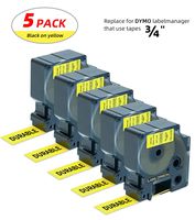 Label Orison-Replace for Dymo D1 Yellow Label Tape 45808 Standard Labeling Refills 19mm(3/4") Compatible with LabelManager 360D 450D 420P 500TS Wireless PnP,5 Cartridges