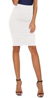 Urban CoCo Women's Elastic Waist Stretch Bodycon Midi Pencil Skirt (XL, White)