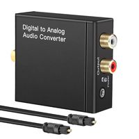 Digital to Audio Converter Digital Optical Toslink Coaxial Inputs to RCA Audio Adapter and AUX 3.5mm Headphone Outputs Optical Toslink Cable Included