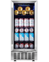 Beverage Refrigerator 15 Inch by Aobosi, 94 Cans Beverage Cooler Built-in with Compressor Cooling System, Adjustable Shelves, Quiet Operation, Fashion Beverage Fridge for Beer, Soda, Water or Wine