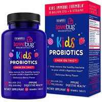 LoveBug Probiotics Kids Probiotic Chewable - Immune Support + Digestive Probiotic Supplement for Kids, with Prebiotic - 30 Naturally Flavored Berry Chewable Tablets - Vegan, Non-GMO (30)
